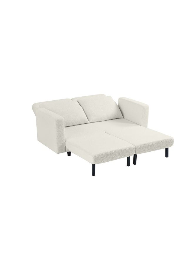 DANUBE HOME Jocson 2 Seater Fabric Sofa Bed | Convertible Sleeping Sofa Bed | Comfortable Living Room Furniture L157xW88xH76cm - Cream - Image 4