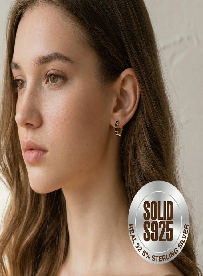 SLUYNZ Solid 925 Sterling Silver Black Heart Hoop Earrings for Women Teens Minimalist Black Hoop Earrings 1.5CM Hoop Earrings, The hoop sizes 1.5cm/0.59, Sterling Silver, No Gemstone - Image 3
