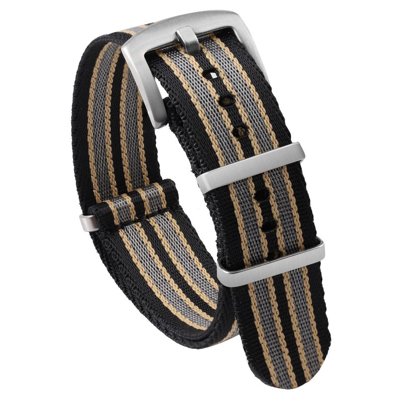 watchdives Nylon Watch Band 18mm 20mm 22mm Multicolor Replacement Watch Straps for Men Women (Black Yellow Gray, 18mm) - Image 1