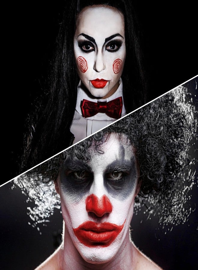 BOBISUKA White Black Red Face Paint Clown Sorceress Halloween Makeup Kit Character Set for Kids Adults, Safe Non-Toxic Face Paint Kit for Costume Parties, SFX Makeup, Dress Up & Cosplay - Image 5