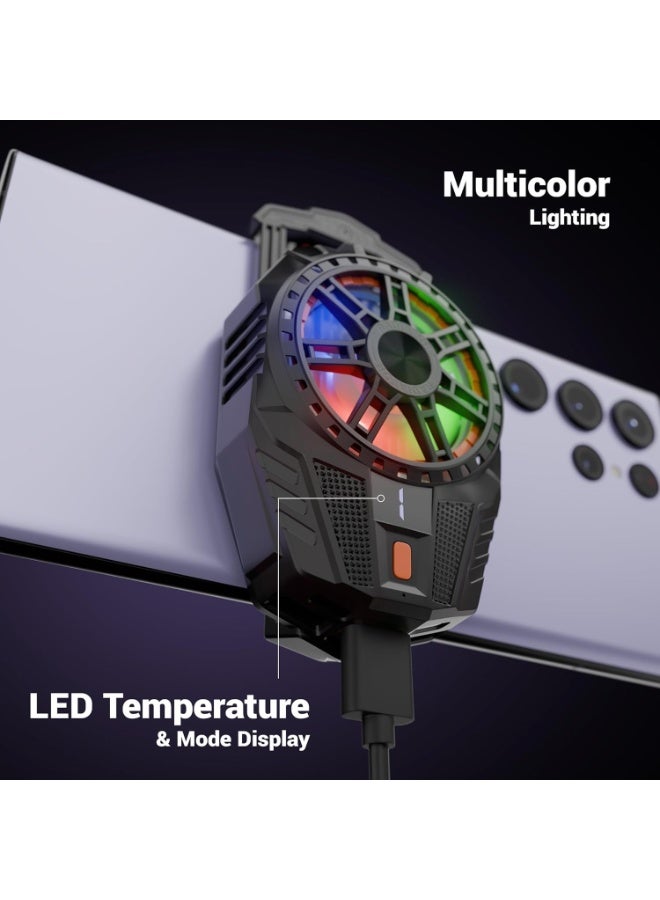 Lacoz Wired Mobile Gaming Cooler Fan for Smartphones With 3-Level Speed Adjustment, RGB LED Light, USB Powered Phone Cooling Fan for Gaming & Live Streaming - Image 3