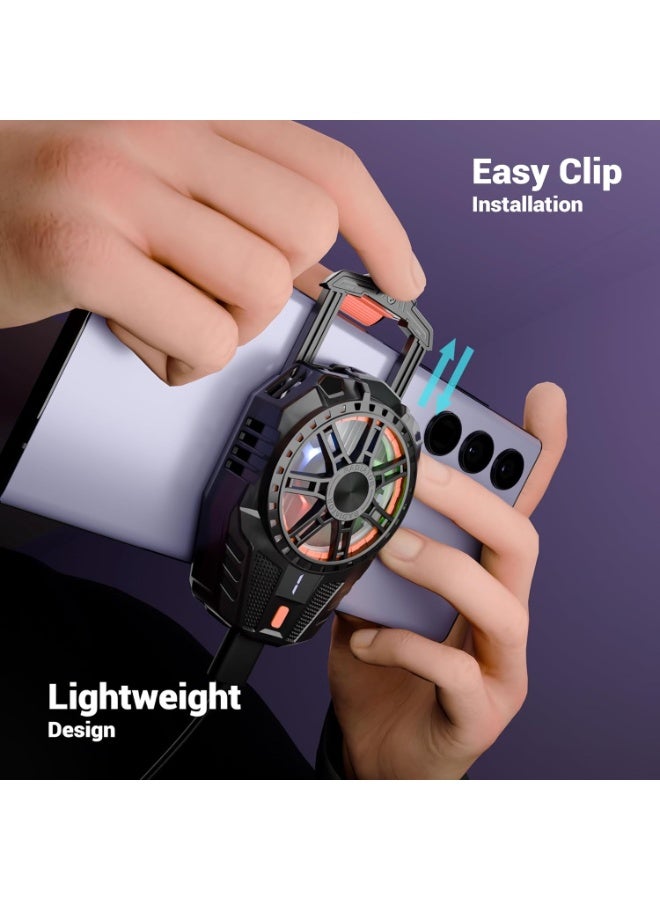Lacoz Wired Mobile Gaming Cooler Fan for Smartphones With 3-Level Speed Adjustment, RGB LED Light, USB Powered Phone Cooling Fan for Gaming & Live Streaming - Image 4