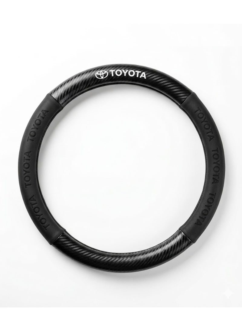 Premium Toyota Steering Wheel Cover with Carbon Fiber Design