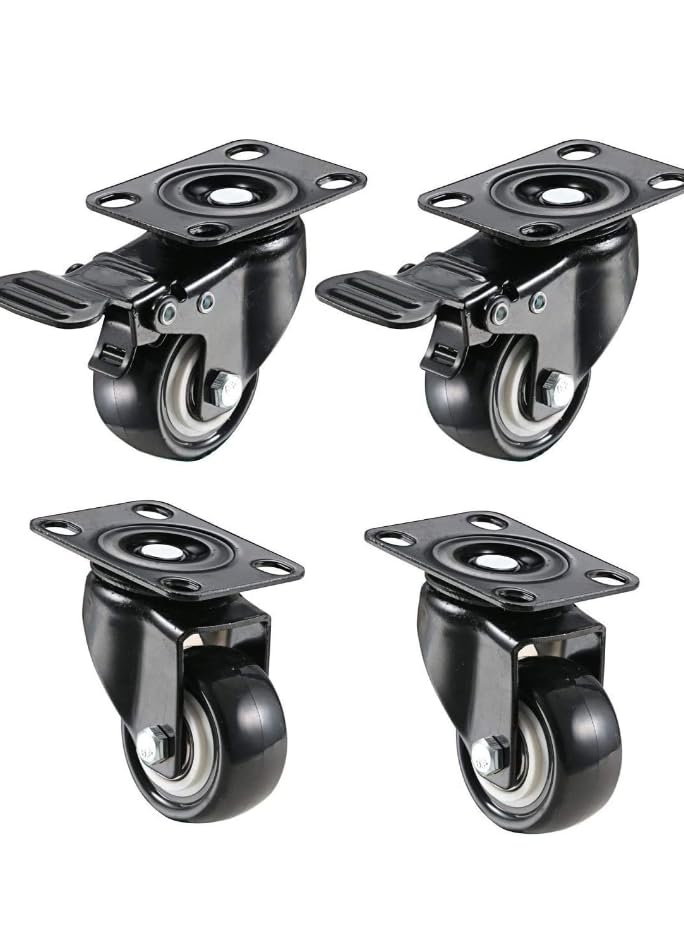 SPYLOCK Heavy Duty 2-Inch Polyurethane Swivel Caster Wheels Set with 360° Rotation and Dual Brakes – Smooth, Quiet, Non-Marking – Ideal for Furniture, Carts, and Equipment - Image 5