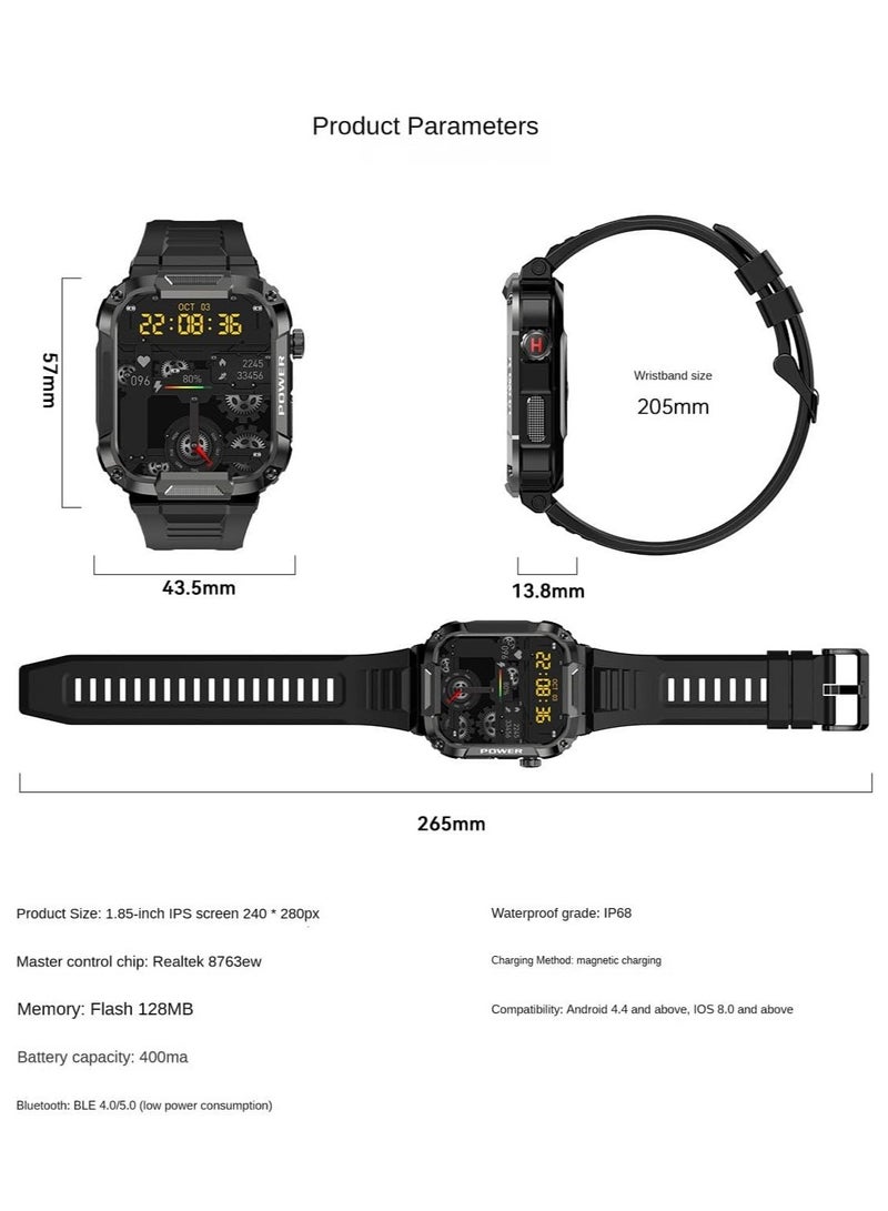 MK66 Military Smartwatch with Bluetooth Call, Waterproof Smart Sport Watches Rugged Outdoor Men's Watch for iPhone Android Smartwatch with Heart Rate Monitor  (Yellow) - Image 5