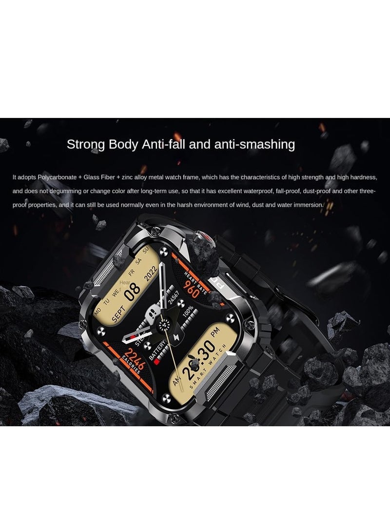 MK66 Military Smartwatch with Bluetooth Call, Waterproof Smart Sport Watches Rugged Outdoor Men's Watch for iPhone Android Smartwatch with Heart Rate Monitor  (Yellow) - Image 4