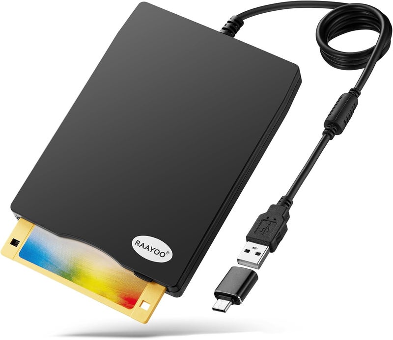 RAAYOO USB Floppy Disk Reader, 3.5 inch External Portable 1.44 MB FDD Floppy Disk Drive for Windows 11/10/8/7/2000/XP PC Laptop Desktop Notebook Computer - Image 1