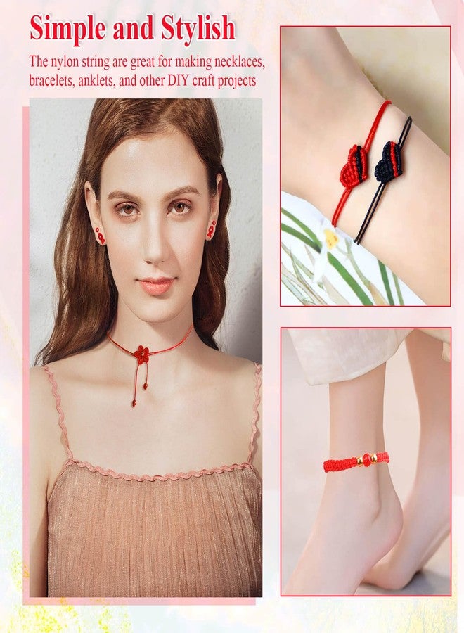 انزيوس خيط نايلون أحمر من أنيزوس لصنع الأساور، خيط نايلون 0.8 مم، خيط عقد صيني، خيط رنين الرياح، خيط خارجي للخرز والقلائد والأعمال اليدوية وصناعة المجوهرات - Image 2