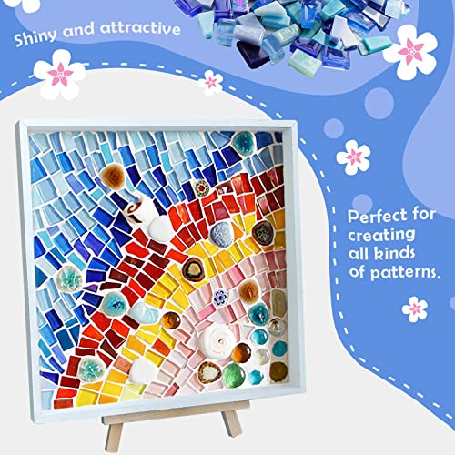 LITMIND Blue Mixed Irregular Glass Mosaic Tiles for Art Crafts, 9oz Value Pack Mosaic Making Supplies, Mosaic Kits for Adults - Image 3