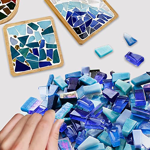 LITMIND Blue Mixed Irregular Glass Mosaic Tiles for Art Crafts, 9oz Value Pack Mosaic Making Supplies, Mosaic Kits for Adults - Image 2