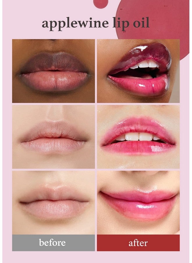 NOONI Korean Lip Oil Applewine Lip Stain Gift Longlasting Moisturizing Plumping Revitalizing For Dry Lips Waterproof No Peel Off Korean Lip Tint Deep Red Lips 0.12 Fl Oz - Image 3