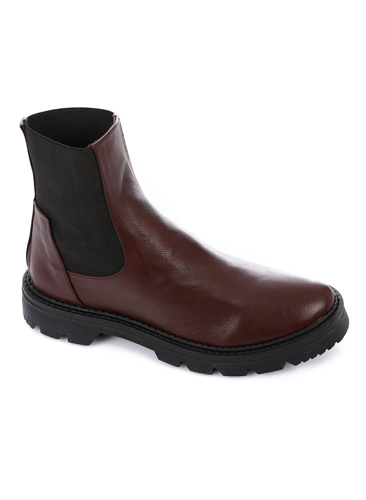 مستر.جو جلد طبيعي Chunky Chelsea Boots 3753 بورجوندي رقم  - Image 1