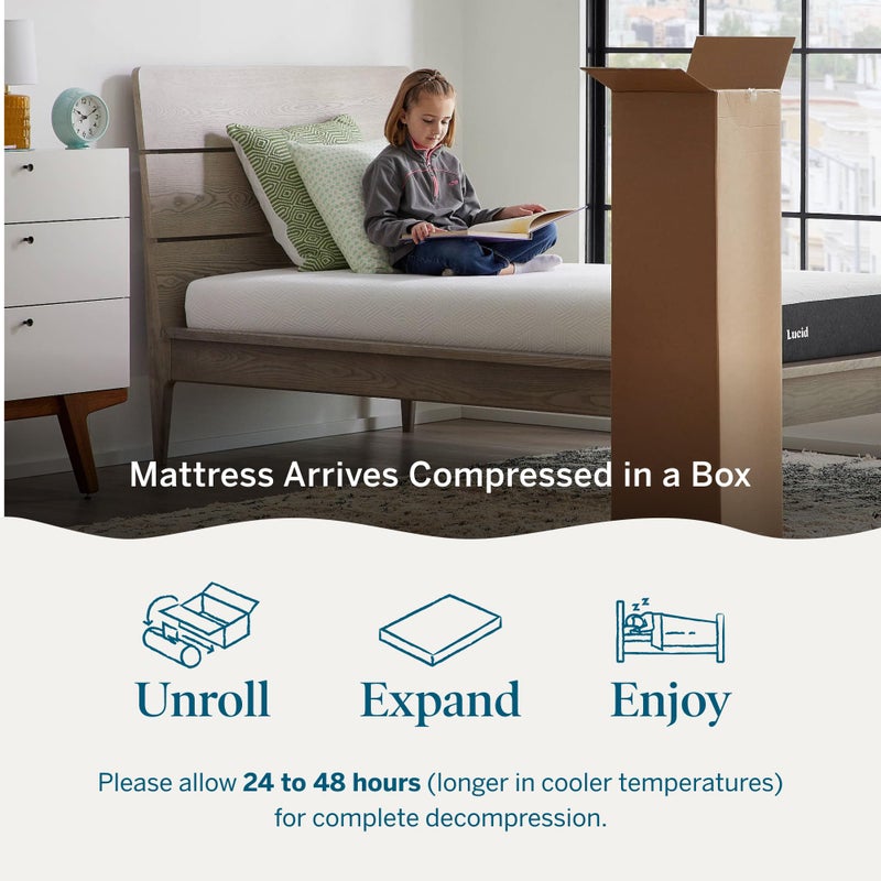 Lucid 6 Inch Memory Foam Mattress â€“ Low Profile â€“ Medium Firm Feel - Infused with Bamboo Charcoal and Gel - Bed in a Box - Temperature Regulating - Breathable - Twin Size - Image 4