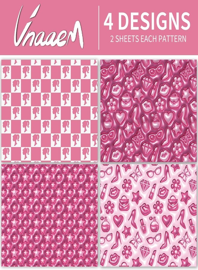 Vnaaem 3D Effect Girl Birthday Wrapping Paper 8 Pc Pink Princess Design Gift Wrap Paper for Girls Birthday DIY Craft Party Wedding Baby Shower Holiday 19.6 X27.8Inch - Image 2