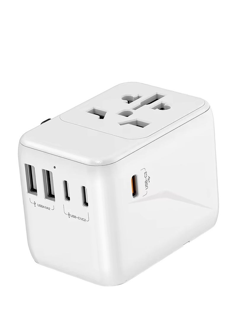 mpBLBERRI محول سفر عالمي بحد أقصى 2500 واط مع 2 منفذ USB-A و 2 منفذ USB-C MpBlberri BLB-T113 (AUS/CN، EU، USA، UK) متوافق - أبيض - Image 1