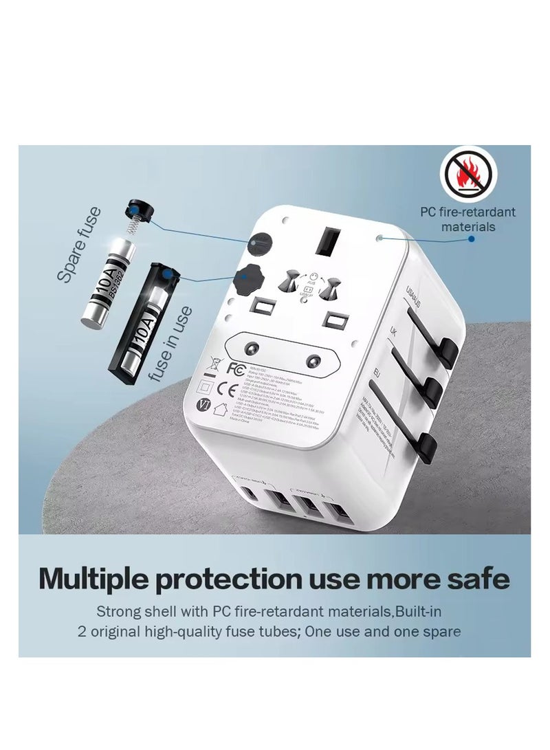 mpBLBERRI محول سفر عالمي بحد أقصى 2500 واط مع 2 منفذ USB-A و 2 منفذ USB-C MpBlberri BLB-T113 (AUS/CN، EU، USA، UK) متوافق - أبيض - Image 2