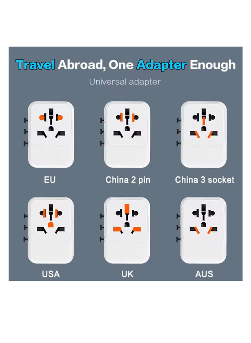 mpBLBERRI محول سفر عالمي بحد أقصى 2500 واط مع 2 منفذ USB-A و 2 منفذ USB-C MpBlberri BLB-T113 (AUS/CN، EU، USA، UK) متوافق - أبيض - Image 3