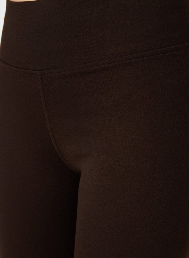 trendyol Brown High Waist Basic Elastic Waist Flexible Interlock Knitted Tights - Image 2