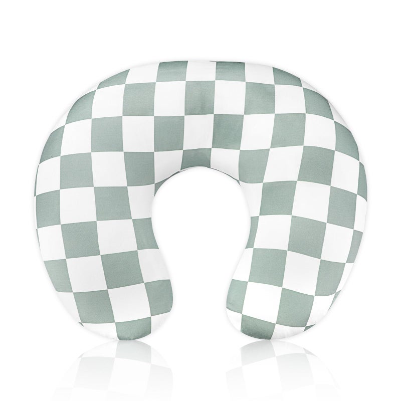DILIMI Nursing Pillow Cover, Stretchy Removable Case for Breastfeeding Pillows, Ultra Soft Comfortable Slipcover for Baby Girl and Boy, Checkerboard Grid - Image 1