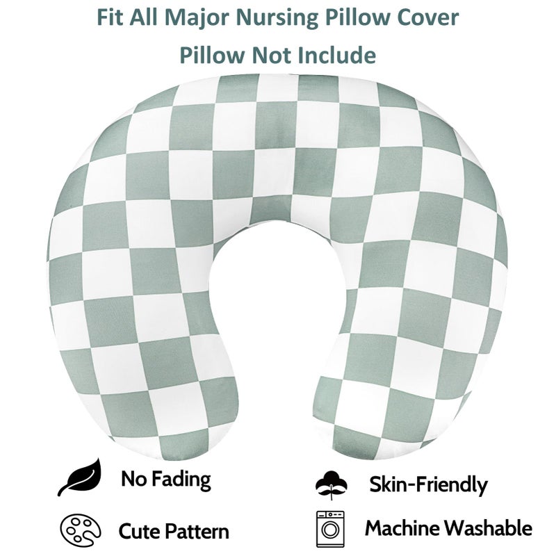 DILIMI Nursing Pillow Cover, Stretchy Removable Case for Breastfeeding Pillows, Ultra Soft Comfortable Slipcover for Baby Girl and Boy, Checkerboard Grid - Image 4