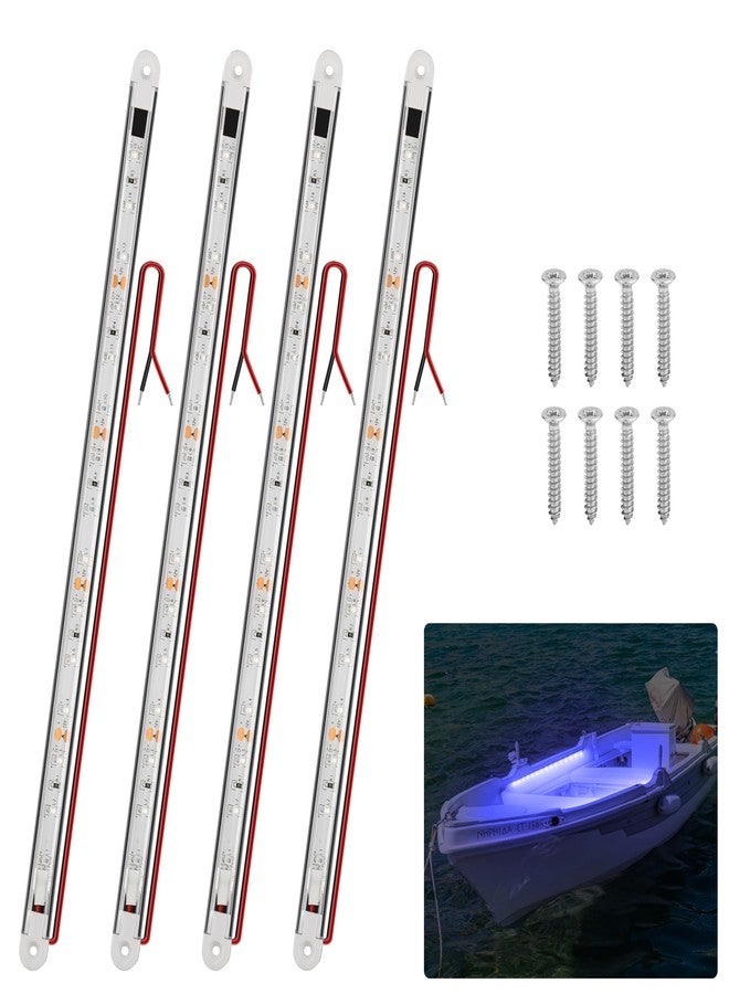 RVZONE LED Boat Interior Lights, Boat Led Strip Lights Marine Waterproof Marine Lighting Strip Night Fishing Lighting for Pontoon, Dinghy, Kayak, Yacht,4 Pcs, Blue - Image 1