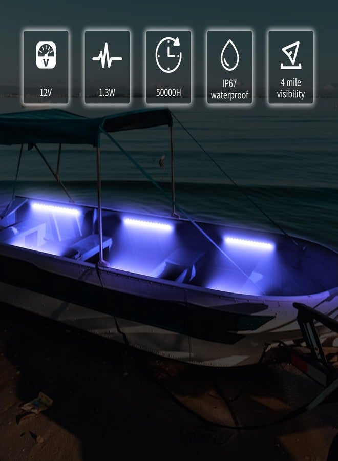 RVZONE LED Boat Interior Lights, Boat Led Strip Lights Marine Waterproof Marine Lighting Strip Night Fishing Lighting for Pontoon, Dinghy, Kayak, Yacht,4 Pcs, Blue - Image 5