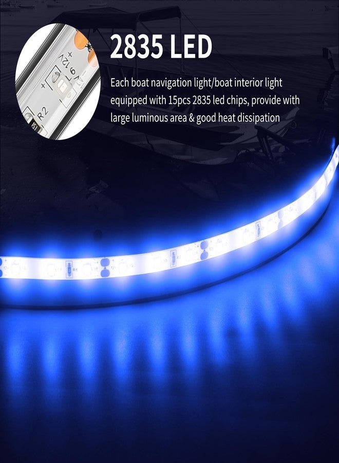 RVZONE LED Boat Interior Lights, Boat Led Strip Lights Marine Waterproof Marine Lighting Strip Night Fishing Lighting for Pontoon, Dinghy, Kayak, Yacht,4 Pcs, Blue - Image 4