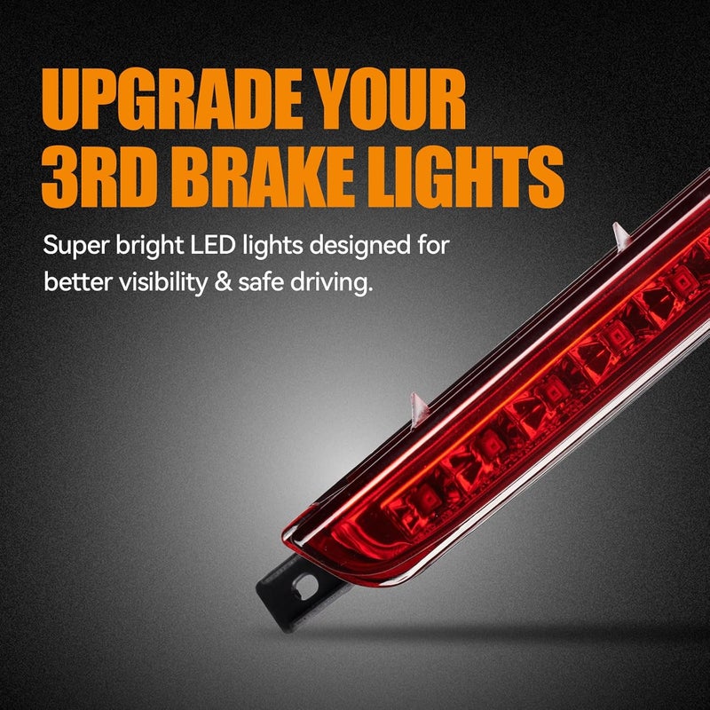 Cxdar Third 3rd Brake Light LED for 2007 2008 2009 Chevy Equinox, High Mount Rear Brake Lights Assembly for 07 08 09 Pontiac Torrent, Waterproof Center Cab Lamp Stop Light (Red) - Image 3