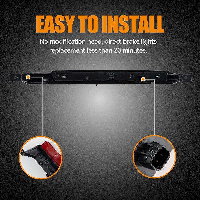 Cxdar Third 3rd Brake Light LED for 2007 2008 2009 Chevy Equinox, High Mount Rear Brake Lights Assembly for 07 08 09 Pontiac Torrent, Waterproof Center Cab Lamp Stop Light (Red) - Image 4