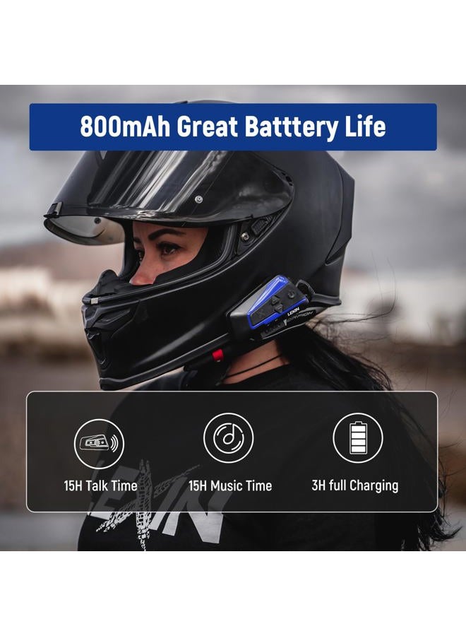LEXIN B4FM Motorcycle Bluetooth Headset, 10 Riders Helmet Bluetooth Intercom, Universal IP67 Communication Systems with Music Sharing, Noise Cancellation, FM Radio, Fit for Snowmobile, 1 Pack - Image 5
