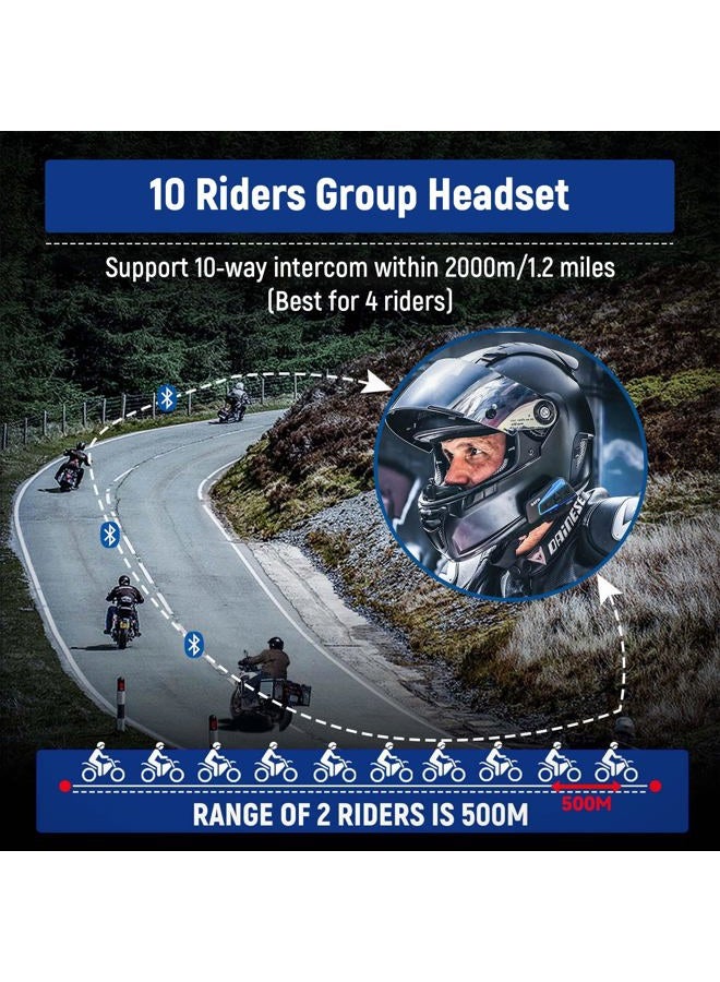 LEXIN B4FM Motorcycle Bluetooth Headset, 10 Riders Helmet Bluetooth Intercom, Universal IP67 Communication Systems with Music Sharing, Noise Cancellation, FM Radio, Fit for Snowmobile, 1 Pack - Image 2