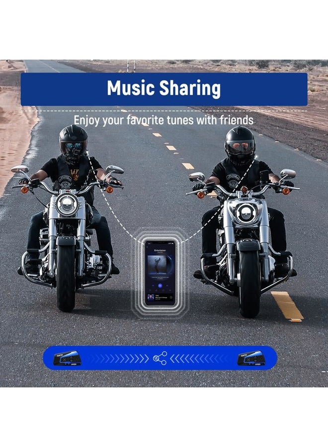 LEXIN B4FM Motorcycle Bluetooth Headset, 10 Riders Helmet Bluetooth Intercom, Universal IP67 Communication Systems with Music Sharing, Noise Cancellation, FM Radio, Fit for Snowmobile, 1 Pack - Image 4