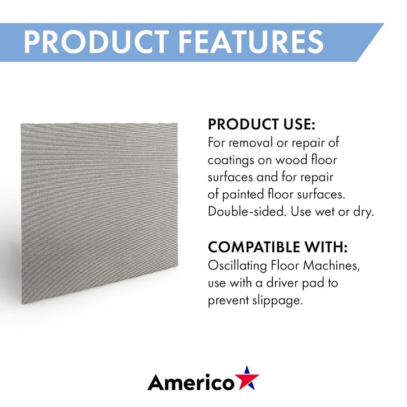 Americo Sand Screen Discs for Hardwood Floors, Sanding Repair and Refinishing for Wood Floors, 120 Grit, 14"x20", 10/Case - Image 4
