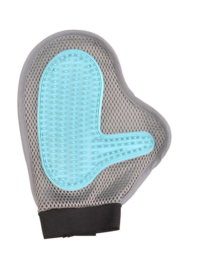 Deshedding Brush Dog Cat Pet Grooming Glove Hair Remover Rubber Tip Massage Mitt Grey/Blue