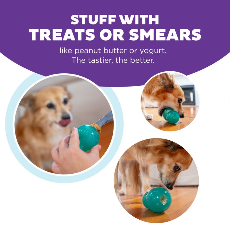 Outward Hound Double-Tuff Stuffable Dog Toy, Medium 4-Inch Green - Treat Dispensing Chew Ball for Small to Medium Dogs, Interactive Puzzle for Enrichment & Slow Feeding - Image 4