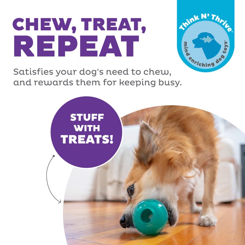 Outward Hound Double-Tuff Stuffable Dog Toy, Medium 4-Inch Green - Treat Dispensing Chew Ball for Small to Medium Dogs, Interactive Puzzle for Enrichment & Slow Feeding - Image 2