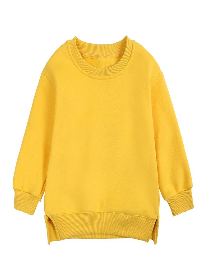 YAGATA Toddler Sweatshirt Baby Boys Girls Long Sleeve Shirts Kids Cotton Solid Fall Winter Pullover Tee Tops Blouse 12-24 Months Yellow 90 - Image 1