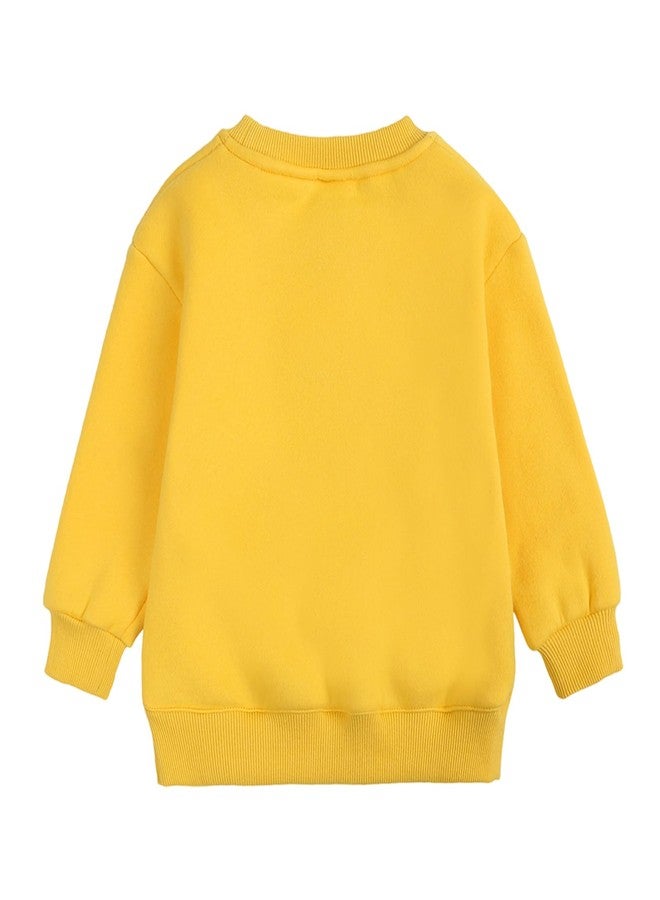 YAGATA Toddler Sweatshirt Baby Boys Girls Long Sleeve Shirts Kids Cotton Solid Fall Winter Pullover Tee Tops Blouse 12-24 Months Yellow 90 - Image 3