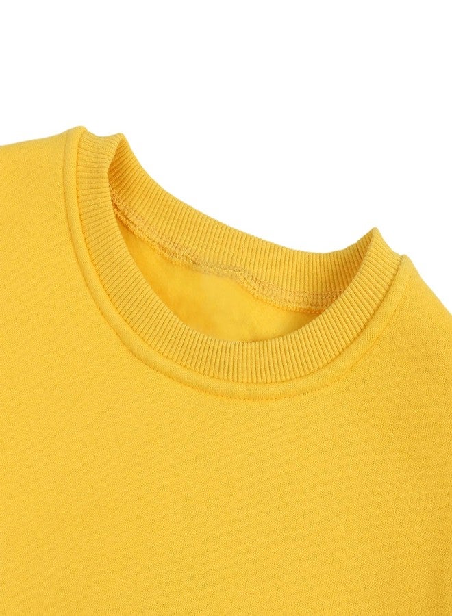 YAGATA Toddler Sweatshirt Baby Boys Girls Long Sleeve Shirts Kids Cotton Solid Fall Winter Pullover Tee Tops Blouse 12-24 Months Yellow 90 - Image 4