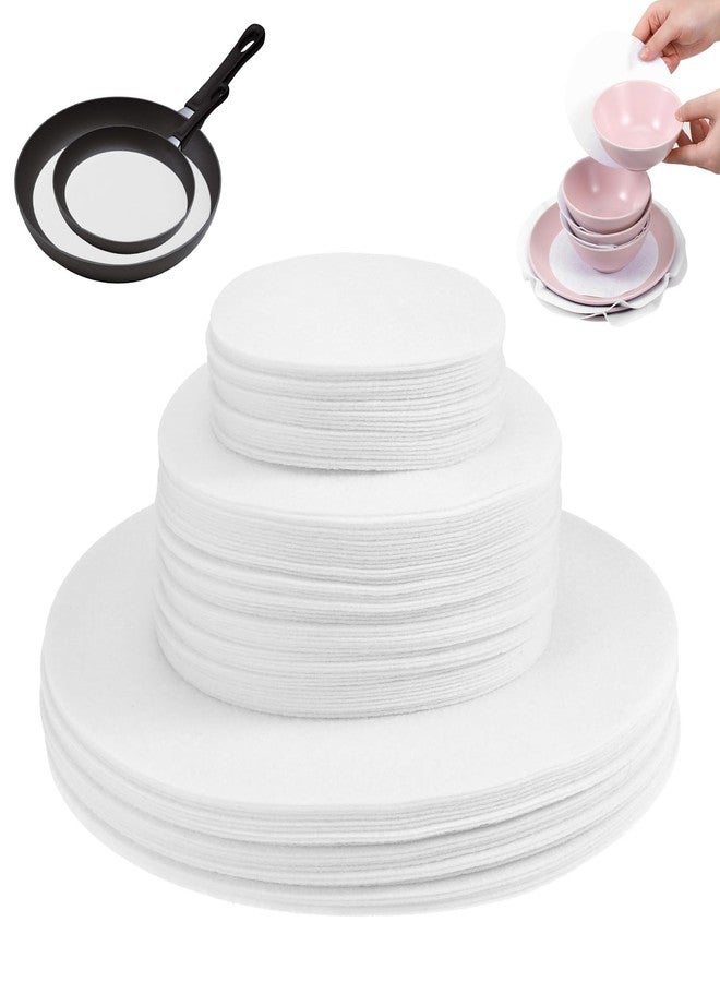 Exclaith 192 Pack Plate China Storage Dividers, 3 Sizes, Thick and Premium Felt Plate Dividers, Round China Dish Protectors for Chinas, Dishes, Coffee Saucers Protecting and Stacking, White - Image 1