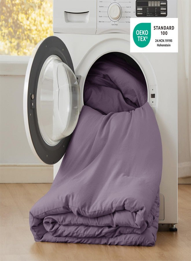 Bedsure Full Size Comforter Set, Gray Purple Soft Prewashed Bed Comforter for All Seasons, 3 Pieces Warm Bedding Sets, 1 Lightweight Comforter (82"x86") and 2 Pillowcases (20"x26") - Image 5