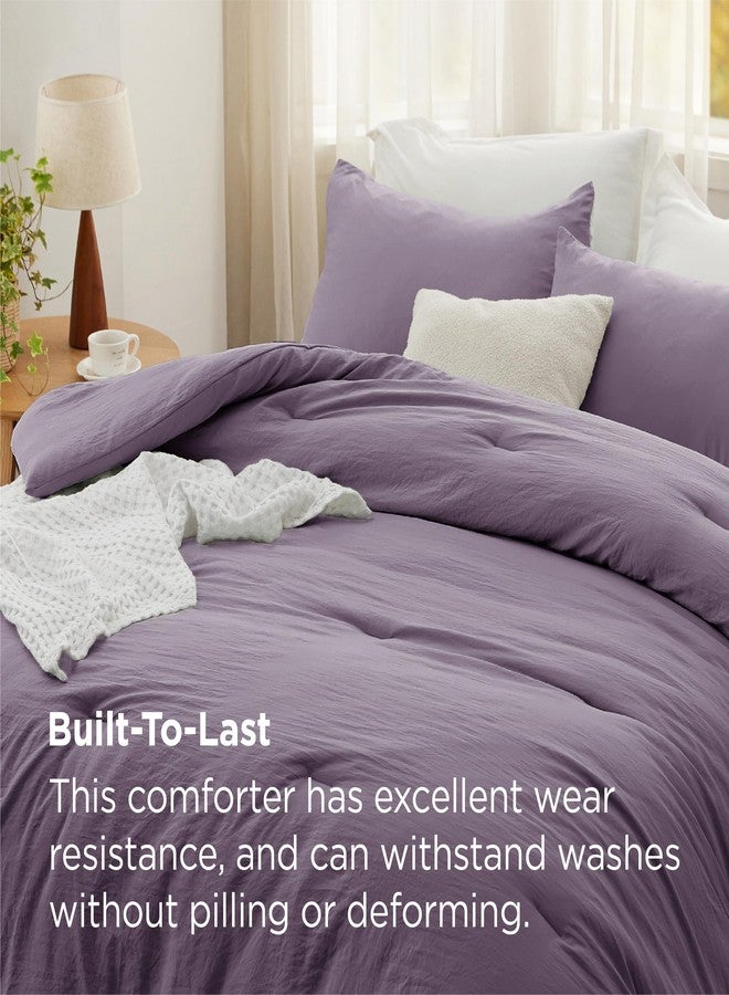 Bedsure Full Size Comforter Set, Gray Purple Soft Prewashed Bed Comforter for All Seasons, 3 Pieces Warm Bedding Sets, 1 Lightweight Comforter (82"x86") and 2 Pillowcases (20"x26") - Image 3