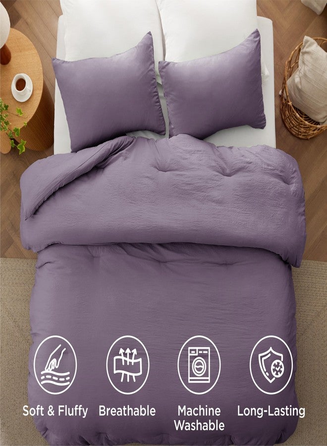 Bedsure Full Size Comforter Set, Gray Purple Soft Prewashed Bed Comforter for All Seasons, 3 Pieces Warm Bedding Sets, 1 Lightweight Comforter (82"x86") and 2 Pillowcases (20"x26") - Image 4