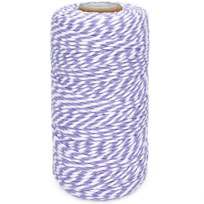 Cotton Twine Purple and White Baker String 2mm Thick 328 Feet Christmas Twine for Gift Wrapping DIY Crafts Home Decoration Gardening