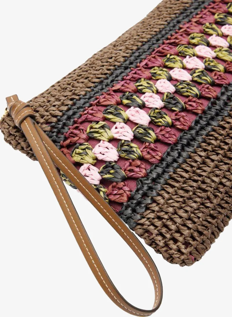 PARFOIS Straw-Effect Envelope Bag With Braided Detail