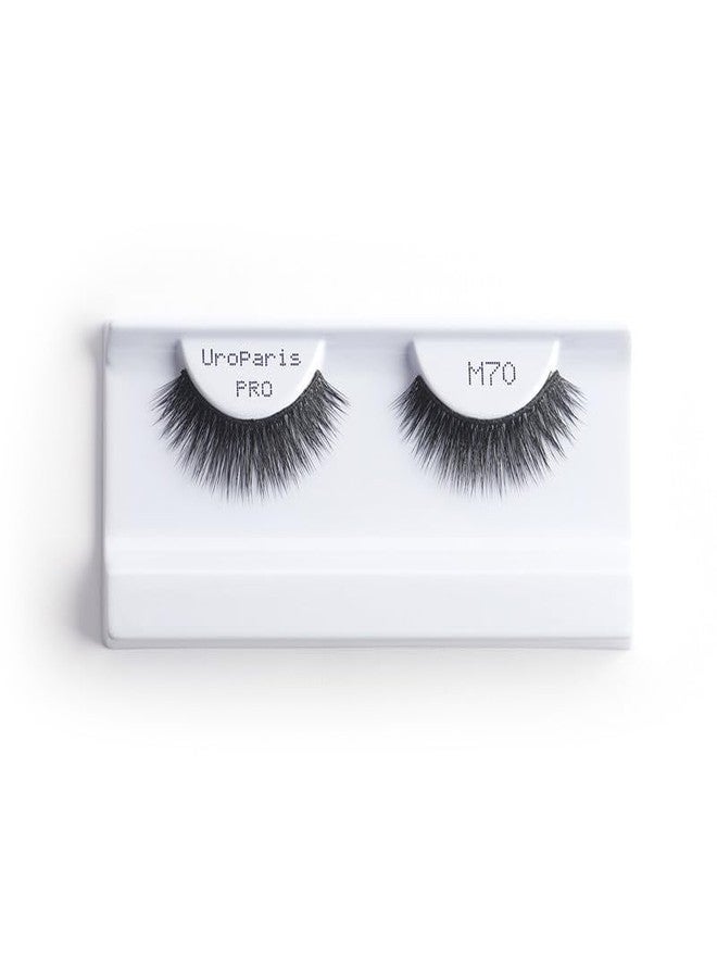 Uroparis PRO M70 Eyelashes for Women - 3D Look Strip Eye Lashes | Handmade, Volumizing & Extra Lightweight False Lashes with Faux Mink | For Glam Look & Enhance Beauty (Black) - 1 Pair - Image 2