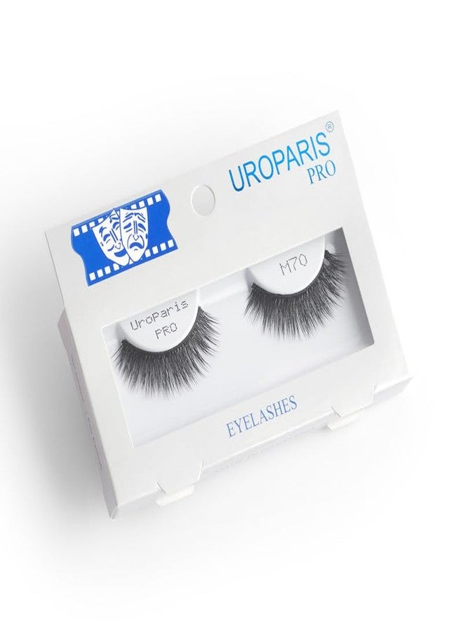 Uroparis PRO M70 Eyelashes for Women - 3D Look Strip Eye Lashes | Handmade, Volumizing & Extra Lightweight False Lashes with Faux Mink | For Glam Look & Enhance Beauty (Black) - 1 Pair - Image 1