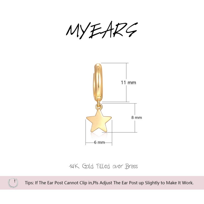 MYEARS Women Star Earrings Gold Huggie Hoop Dangle Drop 14K Gold Plated Small Simple Hypoallergenic Everyday Jewelry - Image 5
