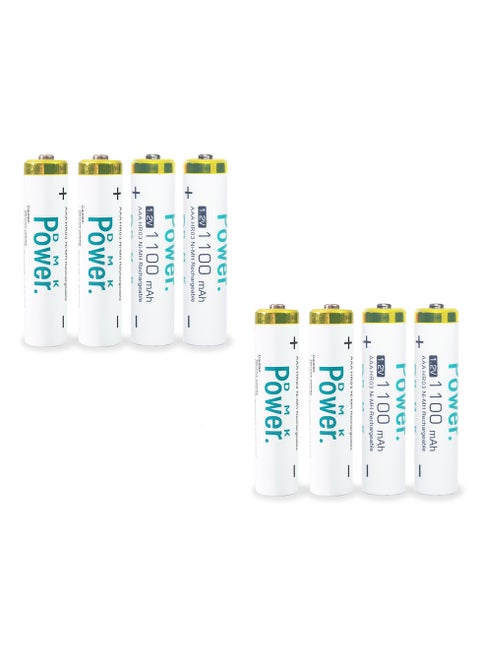 8 Pieces Rechargeable AAA Batteries ,1100mAh High Capacity 1.2V NiMH Low Self Discharge