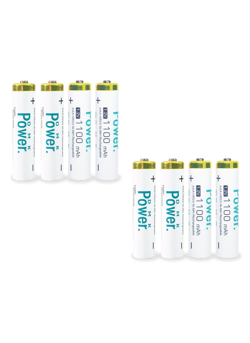 DMK Power - 8 Pieces Rechargeable AAA Batteries ,1100mAh High Capacity 1.2V NiMH Low Self Discharge - Image 1